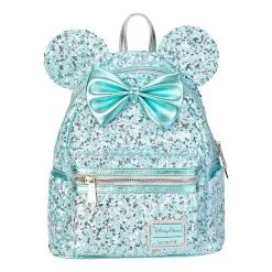 Disney Solde // Loungefly Mini Sac à Dos Minnie à Sequins Aqua Arendelle