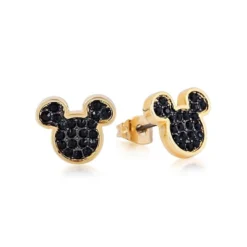 Disney Soldes // Couture Kingdom Boucles D'oreilles Mickey Mouse Plaqués Or Jaune Avec Cristaux