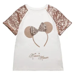 Disney Store Fr // Disneyland Paris T-shirt Minnie Bandeau Rose Doré Pour Adultes
